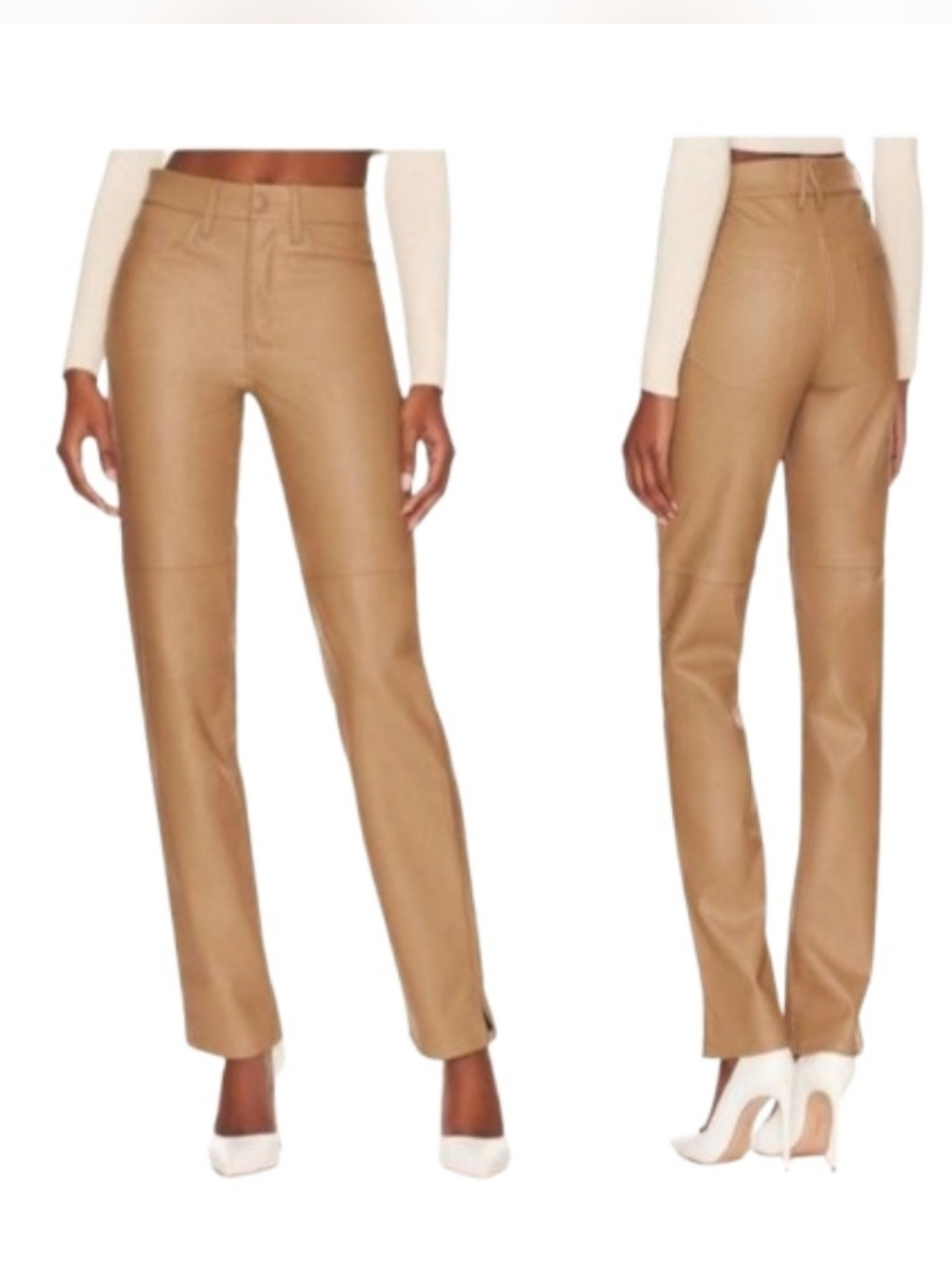 Good American Better Than Leather Pants in Camel Tan